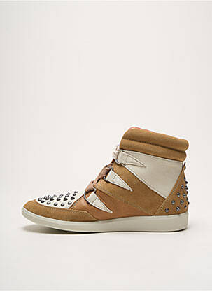 Baskets fermeture lacets talon plat jusqu'à 3cm beige GROUNDFIVE femme