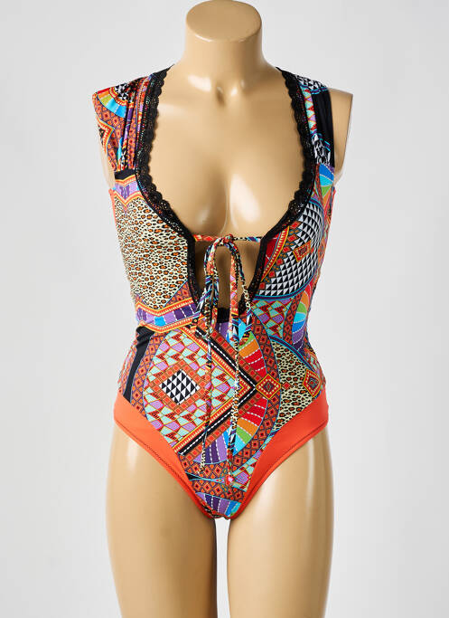 Maillot de bain 1 pièce orange REVE EN DENTELLE pour femme