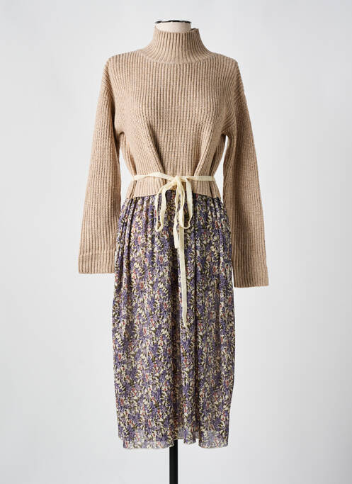 Robe mi-longue beige WIYA pour femme
