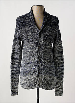 Gilet manches longues col châle bleu LE TEMPS DES CERISES homme