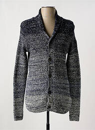 Gilet manches longues col châle bleu LE TEMPS DES CERISES homme