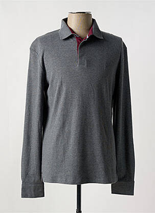 Polo tissage chiné manches longues gris VICOMTE ARTHUR homme