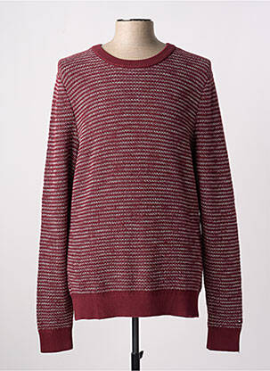 Pull tissage chiné manches longues rouge TOMMY HILFIGER homme
