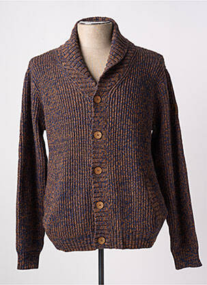 Gilet manches longues col châle marron MCS homme