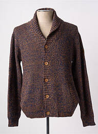 Gilet manches longues col châle marron MCS homme