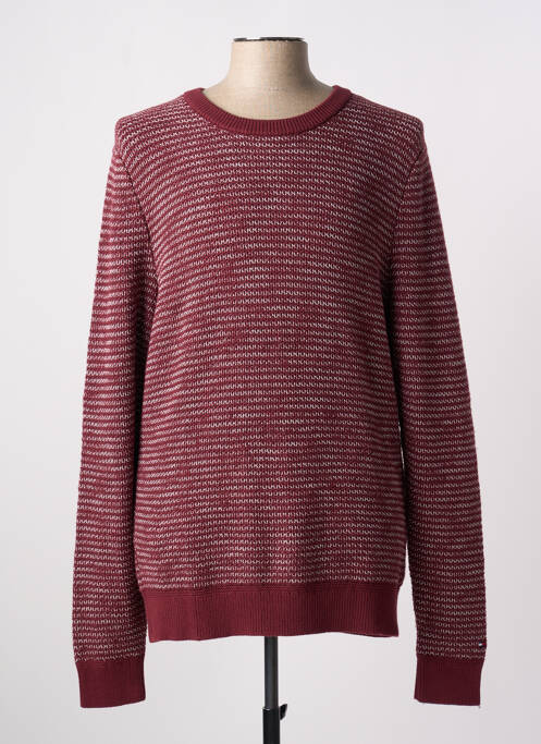 Pull tissage chiné manches longues rouge TOMMY HILFIGER homme