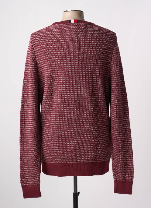 Pull tissage chiné manches longues rouge TOMMY HILFIGER homme