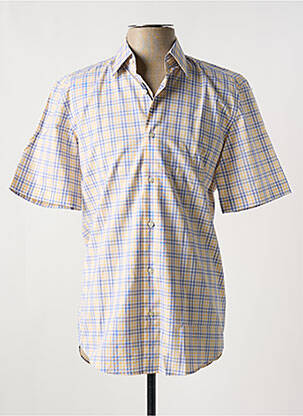 Chemise manches courtes imprimé carreaux jaune HUGO BOSS homme