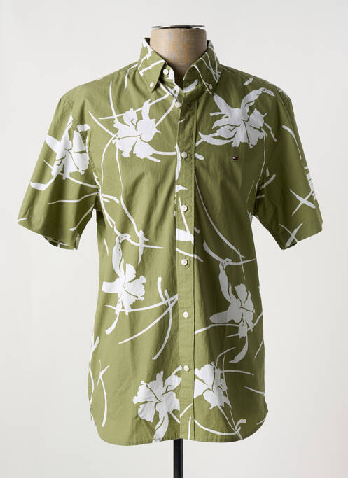 Chemise manches courtes vert TOMMY HILFIGER pour homme