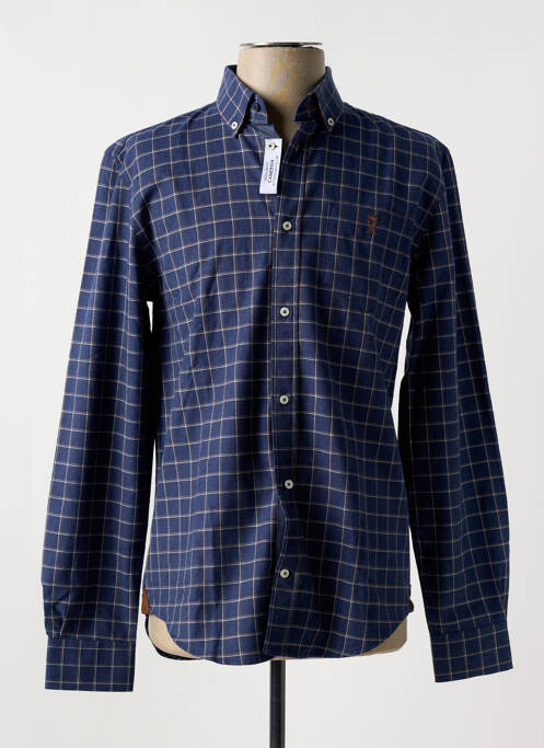 Chemise manches longues bleu VICOMTEA pour homme