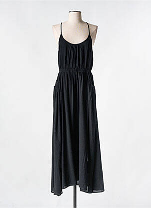 Robe longue tissage crêpe fines bretelles noir SEE U SOON femme