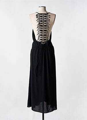 Robe longue tissage crêpe fines bretelles noir SEE U SOON femme