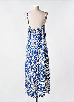 Robe mi-longue imprimé fleurs fines bretelles bleu LOSAN femme