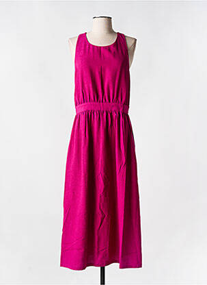 Robe longue tissage crêpe fines bretelles rose SEE U SOON femme