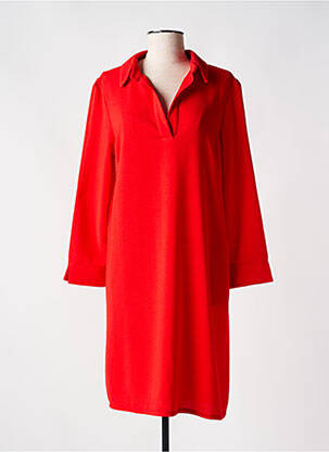 Robe mi-longue manches 3/4 manches 3/4 rouge JANIS & JOHN femme