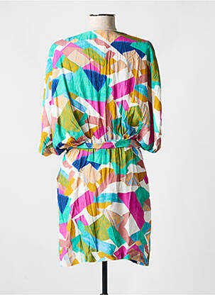 Robe courte manches courtes manches courtes vert SEE U SOON femme