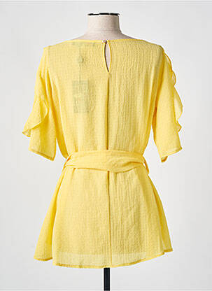 Tunique manches courtes tissage crêpe jaune QUATRE VINGT JOURS femme