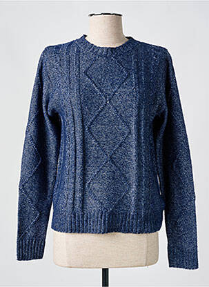 Pull tissage chiné manches longues bleu LOSAN femme