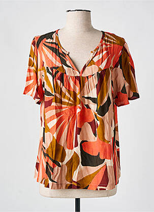 Blouse imprimé fantaisie manches courtes orange ONE STEP femme
