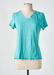 T-shirt col v manches courtes vert QUATRE VINGT JOURS femme