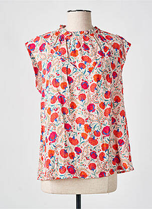 Blouse imprimé fleurs manches courtes orange SEE U SOON femme