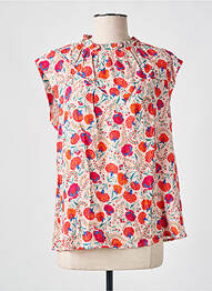 Blouse imprimé fleurs manches courtes orange SEE U SOON femme