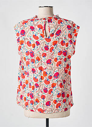 Blouse imprimé fleurs manches courtes orange SEE U SOON femme