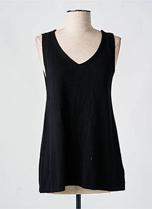 Pull coupe cintrée sans manche noir SEE U SOON femme