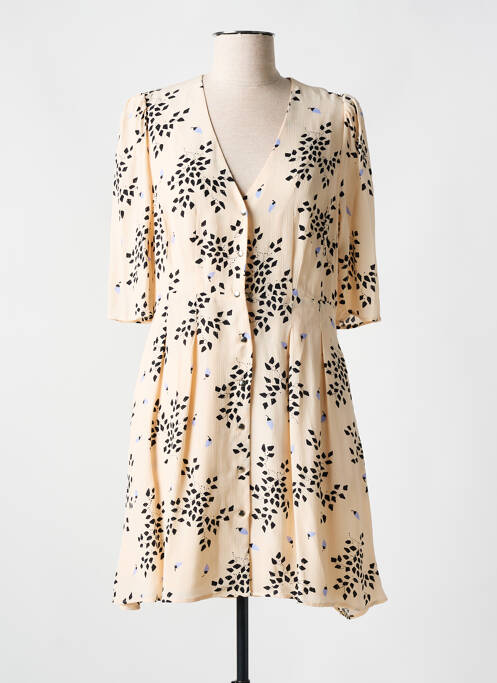 Robe courte manches courtes manches courtes beige SEE U SOON femme