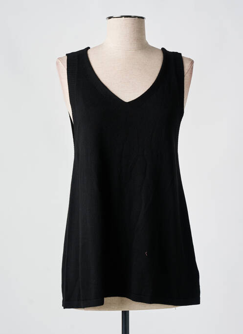 Pull coupe cintrée sans manche noir SEE U SOON femme