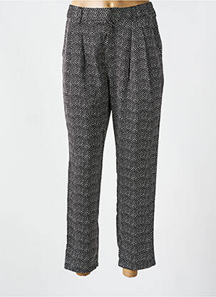 Pantalon chino fermeture zippée sous rabat boutonné taille normale noir SEE U SOON femme