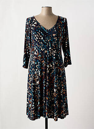 Robe mi-longue imprimé fantaisie manches longues bleu JOY'S PARIS femme