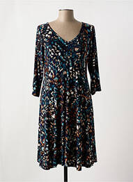 Robe mi-longue imprimé fantaisie manches longues bleu JOY'S PARIS femme