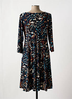 Robe mi-longue imprimé fantaisie manches longues bleu JOY'S PARIS femme