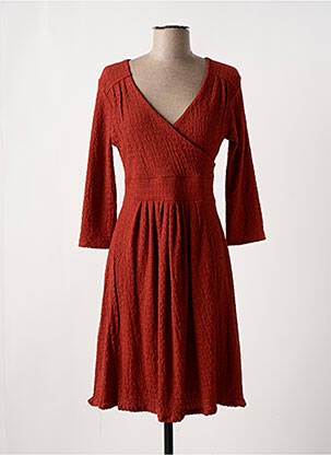 Robe mi-longue manches 3/4 manches 3/4 orange JOY'S PARIS femme