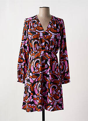 Robe courte manches longues manches longues violet ANGE femme
