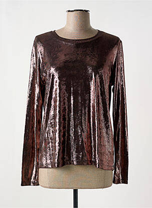 Top coupe fluide manches longues marron ANGE femme