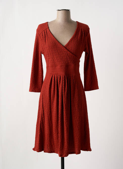 Robe mi-longue manches 3/4 manches 3/4 orange JOY'S PARIS femme
