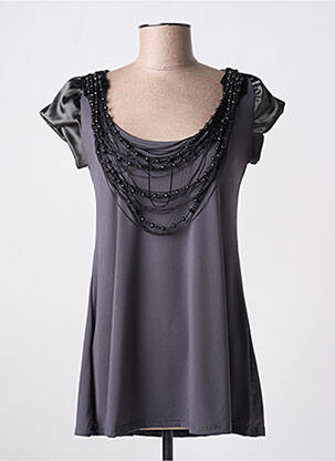 Top stretch manches courtes gris MISS MISS BY VALENTINA femme
