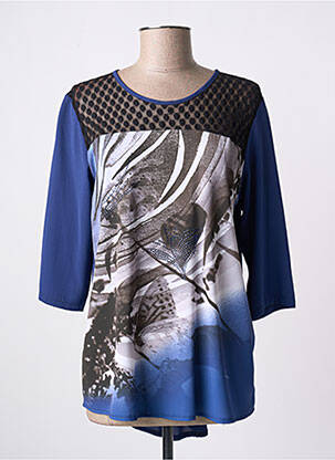 Blouse imprimé fantaisie manches 3/4 bleu JAZZ femme