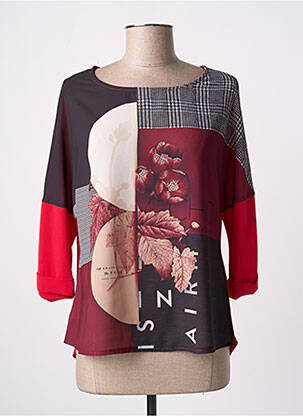 Blouse imprimé fantaisie manches 3/4 rouge EGO femme