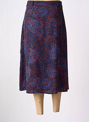 Jupe mi-longue fermeture zip latéral bleu MOLLY BRACKEN femme