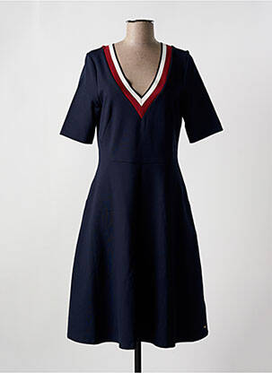 Robe mi-longue coupe évasée manches courtes bleu TOMMY HILFIGER femme