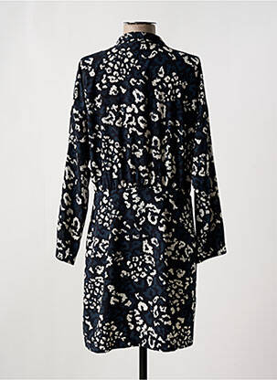Robe mi-longue tissage crêpe manches longues bleu LE TEMPS DES CERISES femme