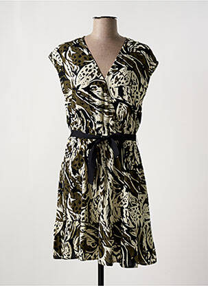 Robe mi-longue imprimé fantaisie manches courtes vert LE TEMPS DES CERISES femme