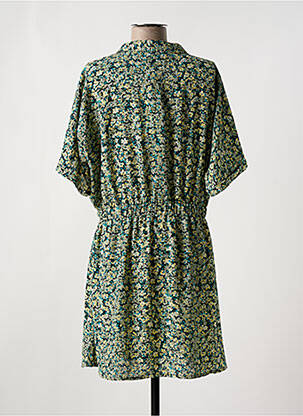 Robe mi-longue imprimé fleurs manches courtes vert LE TEMPS DES CERISES femme