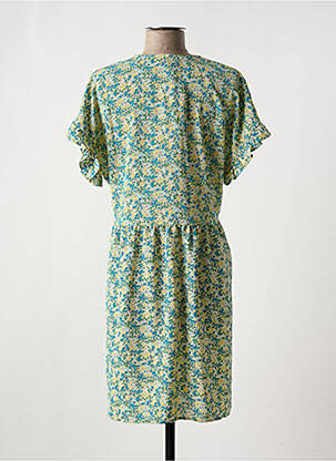 Robe mi-longue imprimé fleurs manches courtes vert LE TEMPS DES CERISES femme