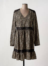 Robe courte manches longues manches longues marron LE TEMPS DES CERISES femme