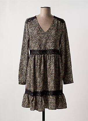 Robe courte manches longues manches longues marron LE TEMPS DES CERISES femme