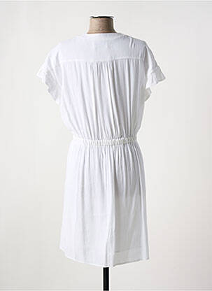 Robe mi-longue tissage crêpe manches courtes blanc LE TEMPS DES CERISES femme
